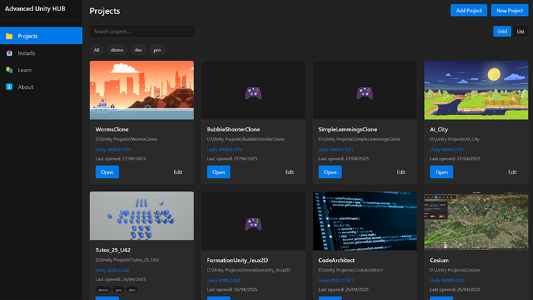 advanced unity hub